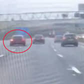 Derbyshire Roads Policing officers released this video of  Volkswagen Scirocco undertaking on the M1 - but many motorists said that the 'lane-hogging' on display was worse 
Video: @DerbyshireRPU on X 