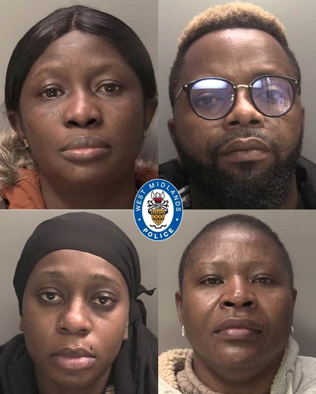 (Clockwise from top left) Morounranti Adefila, Danny Ohen, Bridget Aideyan & Ame Tunkara. Picture: West Midlands Police / SWNS