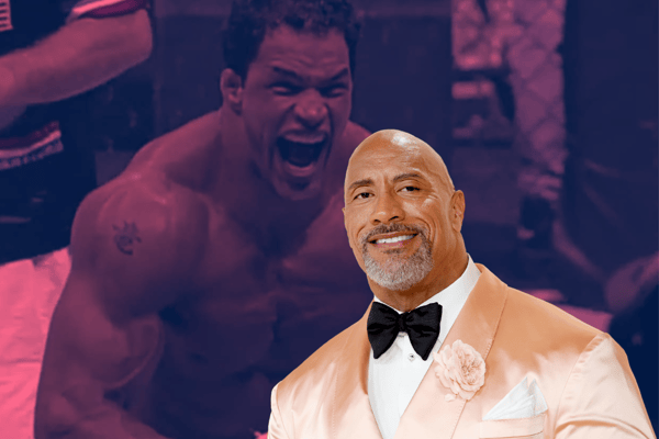 Dwayne Johnson (main) is set to play former MMA fighter Mark Kerr (background) in an upcoming A24 film titled "The Smashing Machine" (Credit: UFC/Getty Images)
