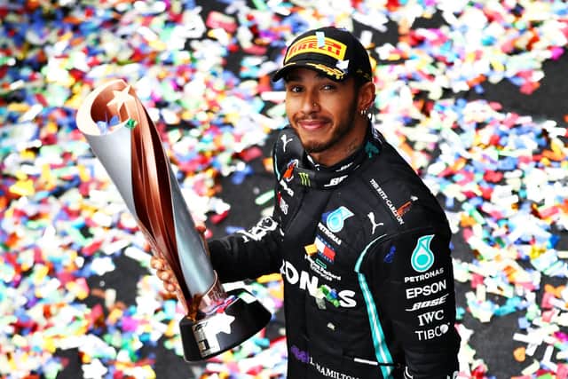 Lewis Hamilton celebrating his seventh World title win