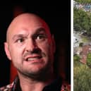 Tyson Fury has recieved objections from neighbours against his latest house build plan- the current site is pictured on the right. Credit; Getty and Google Maps