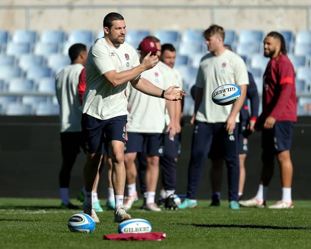 Charlie Ewels of England passes the ball during the England Captain's Run ahead of the Guinness Six Nations 2024 match against Italy (Photo: David Rogers/Getty Images)
