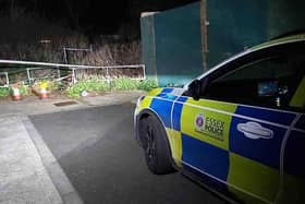 The police cordon in Hillman Avenue, Jaywick, Essex, after a woman was found seriously injured after being attacked by two dogs. She was pronounced dead at the scene (Photo: Essex Police/PA Wire)