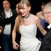Taylor Swift backstage during the 66th Grammy Awards. 