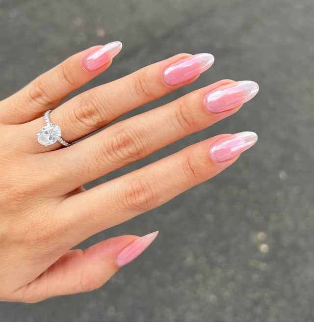 The pink glazed doughnut nail trend. Photo by Instagram.