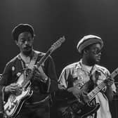 Legendary bassist Aston Barrett and bandleader with Bob Marley has passed away at 77. Guitarist Earl 'Chinna' Smith (left) and bassist Aston Barrett performing with Jamaican reggae group Bob Marley And The Wailers, at the Hammersmith Odeon, London, during the Rastaman Vibration Tour, 18th June 1976.