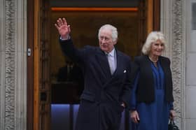 King Charles III and Queen Camilla departing The London Clinic in central London, where King Charles underwent a procedure for an enlarged prostate. Picture: Victoria Jones/PA Wire