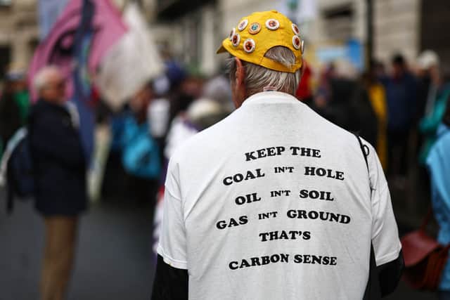 The government says the UK has managed to halve its emissions since 1990 (Photo by HENRY NICHOLLS/AFP via Getty Images)
