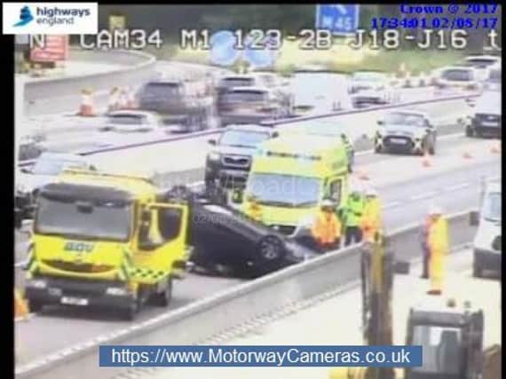 A driver has died following a fatal collision on the M1 in Leicestershire this morning. (Credit: motorwaycameras.co.uk)