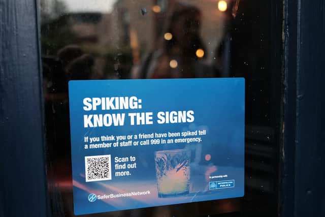 Drink spiking notice in a pub window (Photo: Yui Mok/PA Wire)