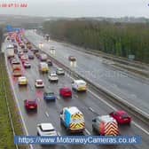 Traffic is stretching back for five miles on the M27 following a multi-vehicle collision. (Credit: Motorwaycameras.co.uk)
