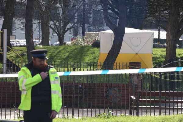 The scene in Rawnsley Park, Bristol, where a 16-year-old was stabbed to death