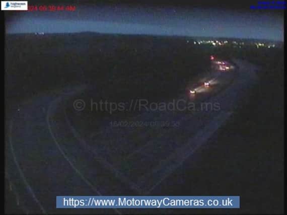 M40 soutbound camera at Junction 14 on Feb 16, 2024, showing a deserted carriageway after a serious collision Picture: motorwaycameras.co.uk