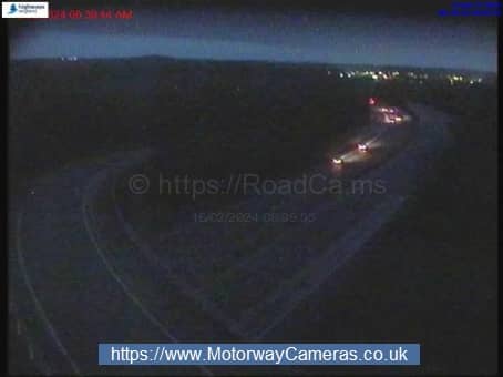 M40 soutbound camera at Junction 14 on Feb 16, 2024, showing a deserted carriageway after a serious collision Picture: motorwaycameras.co.uk