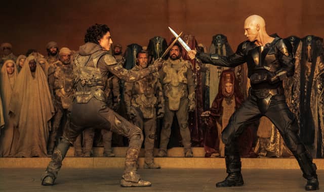Early reviews for "Dune: Part Two" have lauded the performances from the cast, including those from Timothee Chalamet and Austin Butler (Credit: Niko Tavernise/Warner Bros. Pictures)