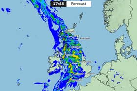 The Met Office's forecasted rainfall map for 5.45pm today  Picture: Met Office
