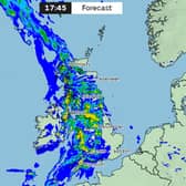 The Met Office's forecasted rainfall map for 5.45pm today  Picture: Met Office