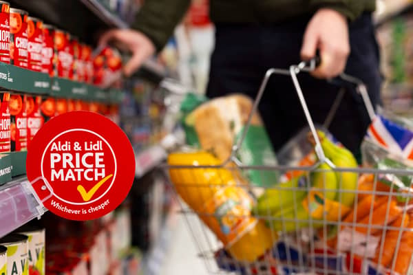 From Monday new signs in Morrisons stores and online will show customers the best-selling weekly essentials that are price-matched to either Aldi or Lidl depending on whichever is cheaper. Over 200 items feature in the Price Match. Picture: David Parry/PA Wire
 
