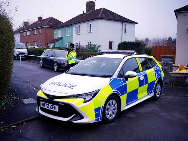Police in Blaise Walk, in Sea Mills, Bristol, where a woman has been arrested on suspicion of murder after three children were found dead at a home Picture: Ben Birchall/PA Wire