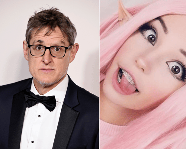 Adult content creator and bathwater salesperson Belle Delphine will be Louis Theroux's latest guest on his Spotify podcast series, "The Louis Theroux Podcast" (Credit: Getty/Instagram)