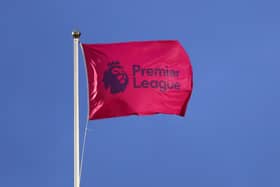 Premier League logo on a flag.