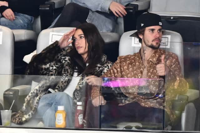 Hailey Bieber recently showcased her new long brunette locks at the Super Bowl (Getty) 