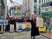 Feargal Sharkey leads protesters from River Action before a judicial review in Cardiff this month into whether the authorities have been sufficiently protecting the River Wye from agricultural pollution  Picture: Isabella Boneham