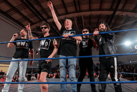 Former "Coronation Street" star Bruce Jones made his wrestling debut last weekend - forming the new UKWres stable, "Les Battersby World Order" (Credit: Tony Knox)