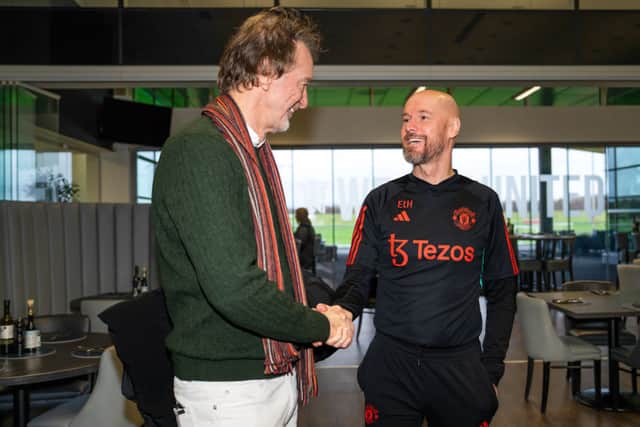 Sir Jim Ratcliffe with Erik ten Hag at the Carrington Training Complex ahead of the take over
