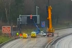 Repair work being done to the gantry on the M27 Picture: National Highways