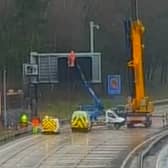 Repair work being done to the gantry on the M27 Picture: National Highways