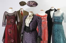 Some of the TV and film costumes which are going to be sold at auction for charity. Pictured are outfits from "Downtown Abbey". Photo by Lightscamera.auction and Kerry Taylor Auctions.