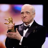  Martin Scorsese accepts the Honorary Golden Bear on stage at the Honorary Golden Bear Award Ceremony for Martin Scorsese during the 74th Berlinale International Film Festival Berlin at Berlinale Palast on February 20, 2024 in Berlin, Germany. (Photo by Andreas Rentz/Getty Images)