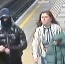 British Transport Police detectives are investigating a suspected corrosive substance being thrown at two boys at Elm Park underground station in London, and have released this image