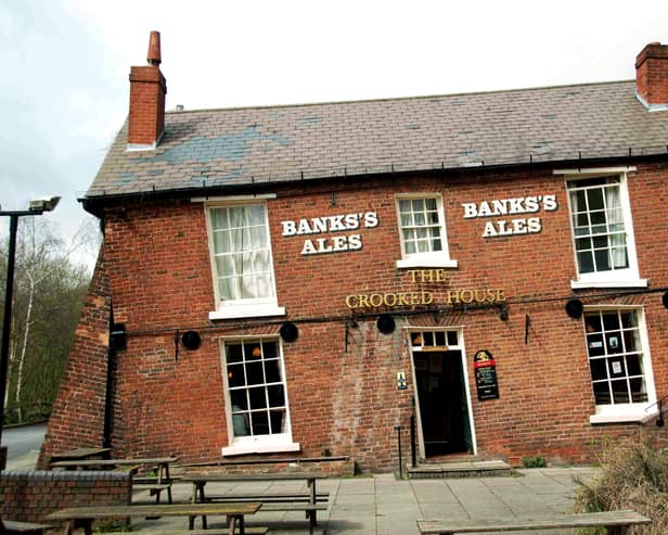 Britain's wonkiest pub, the Crooked House. in Staffordshire, before the fire and demolition