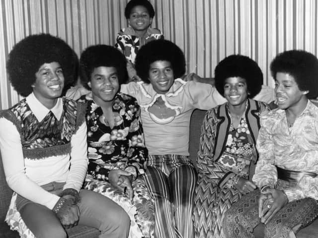 Soul pop group the Jackson Five, comprising of the Jackson brothers (left to right) Jermaine, Tito, Jackie, Michael, Marlon and at the back, Randy.    (Photo by William Milsom/Getty Images)
