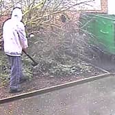 A homeowner was terrified after an hooded man with an axe chopped down a tree outside his home. (Credit: SWNS)