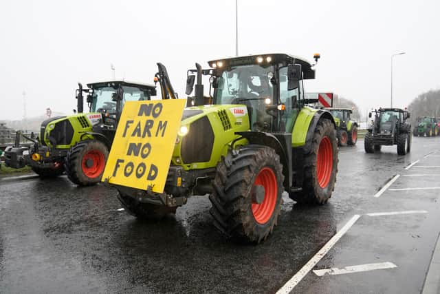A convoy of tractors were left parked outside Cardiff Bay (Photo: Andrew Matthews/PA Wire)