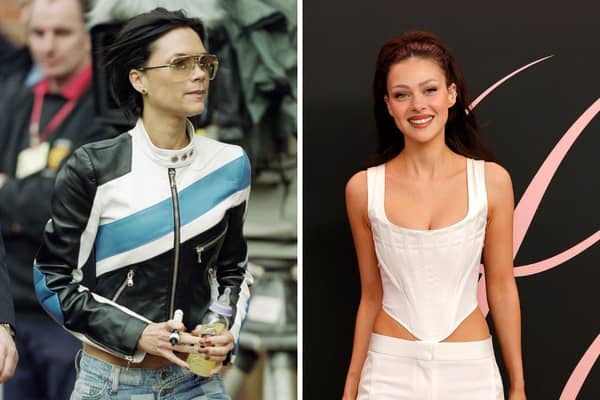 Noughties fashion trends 2024: Nicola Peltz Beckham was spotted wearing Victoria Beckham’s D&G biker-jacket (Getty) 