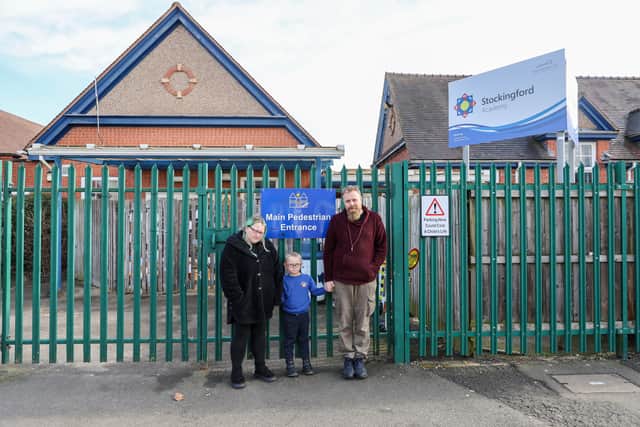 Parents Carlos Martinez Thompson and Cheryl Smith with their autistic son five year old Jaxon Martinez-Smith who escaped from Stockingord Academy School in Nuneaton, Warwickshire. 