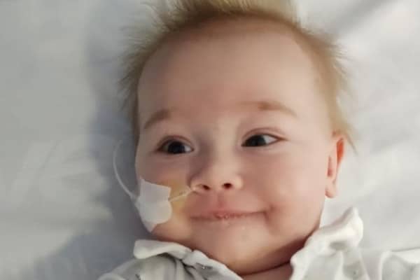 Baby Thomas spent some weeks recovering in hospital (Photo: Birmingham Women's and Children's Hospital/SWNS)