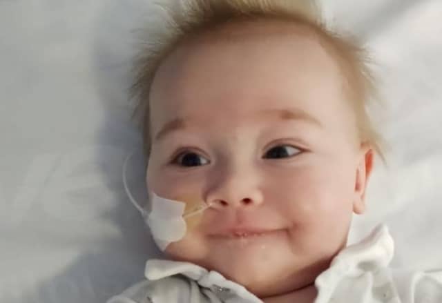 Baby Thomas spent some weeks recovering in hospital (Photo: Birmingham Women's and Children's Hospital/SWNS)