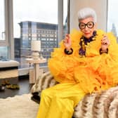 NEW YORK, NEW YORK - SEPTEMBER 09: Iris Apfel sits for a portrait during her 100th Birthday Party at Central Park Tower on September 09, 2021 in New York City. (Photo by Noam Galai/Getty Images for Central Park Tower)