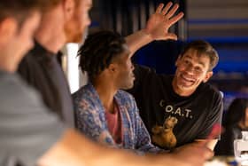 John Cena stars alongside Zac Efron and Jermaine Fowler in the new Amazon MGM Studios comedy by Peter Farrelly, "Ricky Stanicky" (Ben King/Prime)