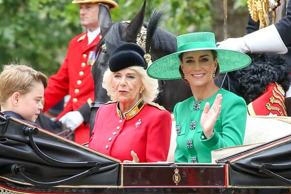 Princess of Wales and the Queen attending Trooping the Colour in 2023