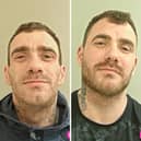 Twin thugs Desmond (left) and Darren (right) Hollinshead jailed for attacking neighbour and biting his ear off