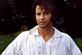 Colin Firth as Mr Darcy in a 1995 adaptation of 'Pride and Prejudice' wearing an iconic white shirt, which has now been sold for charity at an auction. Photo by BBC.