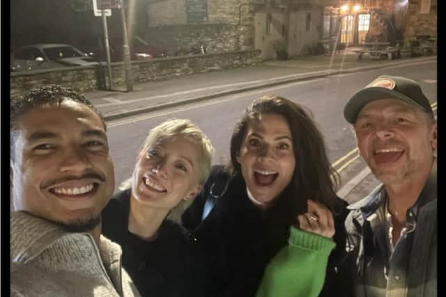 Simon Pegg shared a selfie of himself, Mission: Impossible co-stars Hayley Atwell, Pom Klementieff, and Tarzan Davis