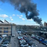 A large fire has broken out close to Southampton's St Mary's Stadium, just a few hours before their match against Preston is due to kick-off. (Emily S/@esmith495/PA Wire)