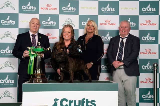 French bulldog Elton, owned by father and daughter Dean and Abbie Cund, won the Crufts Utility group title (Photo: Kennel Club/Supplied)